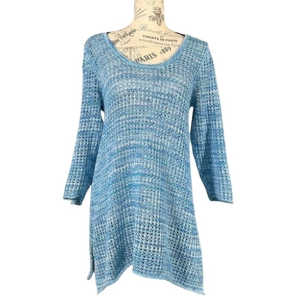 Jeanne Pierre Melange Turquoise Loose Knit Sweater/ Tunic - Picture 1 of 13